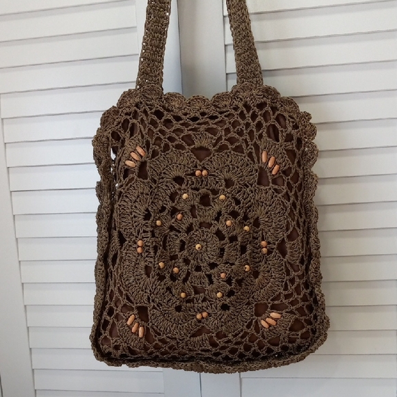 Handmade Handbags - Handcrafted Brown Crochet Tote Bag